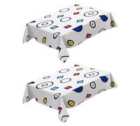 Nappes Rectangulaires Anti Taches Géométrie De Dessin Animé 140x180 cm 3D Imprimé Nappe 2Pcs Imperméable Anti-Salissure Lavable pour Decoration Ménage Cuisine Jardin Picnic Exterieur