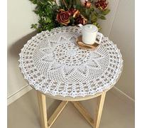 Nappes rondes au crochet, 60 cm, style vintage, en dentelle crochetée, faites à la main, en coton blanc, décoration de table, nappe en dentelle, sets de table pour mariages et dîners, fêtes à la