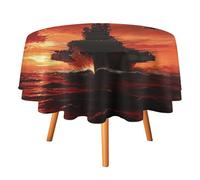 Nappes rondes modernes à thème nautique, motif navires de guerre, 152 cm, aquarelle, motif soldat de l'armée américaine, bataille navale, coucher de soleil, pour cuisine, salle à manger, nappe ronde