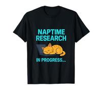 Naptime Research In Progress Cat Humour Graphic T-Shirt
