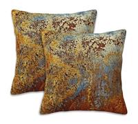 Naqiuli Lot de 2 housses de coussin décoratives douces en métal pour salon, chambre à coucher, canapé, canapé, 45,7 x 45,7 cm, marron rouille