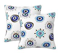 Naqiuli Lot de 2 housses de coussin décoratives pour chambre à coucher, salon, canapé, maison de ferme - Motif mauvais œil - 45,7 x 45,7 cm