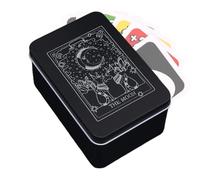 Naqqios Boîte de Tarot en métal - Boîte de Cartes de Tarot, Cartes Portables, étui de Protection | Case de Cartes de Tarot estampillées Moon Sun, Cartes de Jeu, Bijoux, Petit conteneur de Rangement