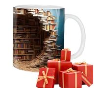 Naqqios Book Coffee Mug - Ceramic Tea Cup | Milk Mug, Tea Cup, Bookish Mug, Book Club Cup, Beverage Mug, Bookshelf Coffee Mug - Library Shelf Mug Mug With Handle | Tea Cup