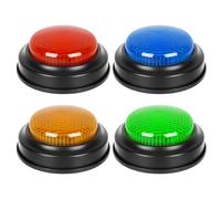 Naqqios Bouton buzzer du jeu, bouton sonnerie sonore - Prop de jeu à réponse rapide en 4 pièces - Buzzer de nuit en famille pour débats, votes et hypothèses en cla