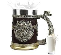 Naqqios Cup en acier inoxydable - Tasse à chars à bière en résine, rustique du baril à café | Conception de boissons inspirées de Norse, tasse de fête de style antique pour la collection d'affic