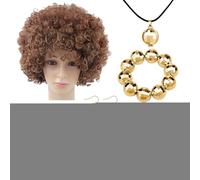 Naqqios Ensemble d’accessoires disco pour femmes des années 1970, accessoires disco des années 70-5 pièces de boule ensemble de costumes 70,Costume de rappeur avec perruqu
