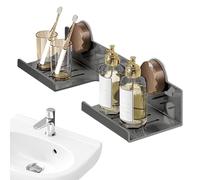 Naqqios Étagère sur robinet pour salle de bain - Organisateur mural pour salle de bain, organisateur avec ventouses en acier au carbone économiseur d'espace pour exposer des parfums petits espaces