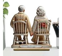 Naqqios Figurine De Couple Rustique - Décoration En Bois D'histoire D'amour, Figurines De Vieillissement | Modèle De Couple Vieilli, Symbole Les Amours Durables, Ornements De Bois Rom