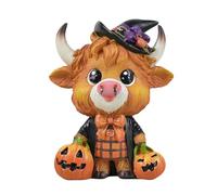 Naqqios Figurine d'Halloween Highland | Figurine de bétail des hautes terres - Figurine d'animal en résine festive d'Halloween pour étagère de cheminée et étagère à la maison