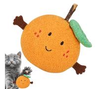Naqqios Jouet à mâcher pour chaton - Jouet en peluche avec bâton en rotin - Jouet pour chat - Joli chaton orange - Poupée grincante de dents
