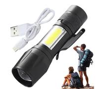 Naqqios Linterna Recargable De Bolsillo - Linterna Portátil LED, Linterna De Mano Linterna LED Resistente Al Agua De Altos Lúmenes | Accesorios De Camping Ajustables Con Luz De Flash Recargable