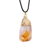 Naqqios Pendentif en cristal de citrine jaune brut - Pendentif citrine jaune naturelle - Pendentif en cristal de citrine jaune naturel - Pendentif en pierre précieuse, Siehe Beschreibung, cristal