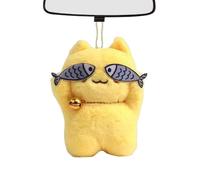 Naqqios Porte-clés en peluche chat timide, chat timide, mignon chat coquine, pendentif en peluche à la mode, porte-clés avec pendentif pour voiture poupée, cadeau pour couples adorable peluche, jaune