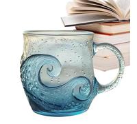 Naqqios Tasse En Verre - Conception Des Vagues Bouteille D'eau 300 Ml, Tasses De Café Avec Poignée | Tasse De Consommation D'alcool Transparente, Porte-boissie Élégant, Accessoire De Vaisselle