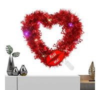 Naqqios Valentines Heart Garland - Light up Heart Wreath Garland | Eye Catching Heart Garland, Battery Operated Valentines Door Wreaths, Heart Shaped Garland for Birthday Backdrop Photography Prop