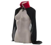 NARAMAKI Cape Halloween Vampire - Court pour adulte avec col 80 cm - Cape d'Halloween noir avec col rouge - Cosplay - Costume de déguisement