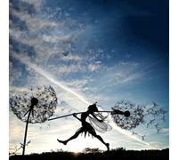 NARCES Figurine de jardin - Fée magique - Statue métallique - Fée et pissenlit dansant ensemble - Sculptures de fées dramatiques - Décoration artisanale en métal