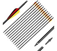 Narchery Flèche Arc Chasse 31 Pouces Flèche Carbone, Tir à l’Arc pour Entraînement et pour l’Arc Long, l’Arc Traditionnel et l’Arc Recourbé, 12 pcs