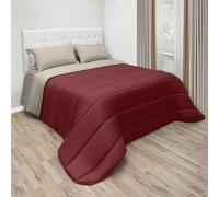NARCISO Couette d'hiver une place et demie design double face, couvre-lit chaud de 380 g/m² fabriqué en Italie en microfibre (Fango/Bordeaux)
