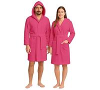 NARCISO Peignoir Homme en Éponge avec Capuche Peignoir Femme en Éponge Douce Unisexe Coton de Qualité Supérieure, Fort Pouvoir Absorbant pour Piscine, Salle de Sport, Maison, Invités B&B (L, Fuchsia)