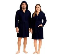 NARCISO Peignoir Homme en Éponge avec Capuche Peignoir Femme en Éponge Douce Unisexe Coton de Qualité Supérieure, Fort Pouvoir Absorbant pour Piscine, Salle de Sport, Maison, Invités B&B (XL, Bleu