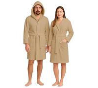NARCISO Peignoir Homme en Éponge avec Capuche Peignoir Femme en Éponge Douce Unisexe Coton de Qualité Supérieure, Pouvoir Absorbant Élevé pour Piscine, Gym, Maison, Invités B&B (XXL, Sable)