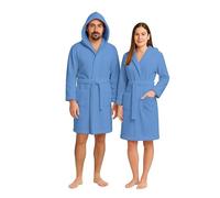 NARCISO Peignoir Homme en Éponge avec Capuche Peignoir Femme en Éponge Douce Unisexe Coton de Qualité Supérieure, Pouvoir Absorbant Élevé pour Piscine, Gym, Maison, Invités B&B (XL, Bleu Ciel)
