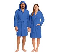 NARCISO Peignoir Homme en Éponge avec Capuche Peignoir Femme en Éponge Douce Unisexe Coton de Qualité Supérieure, Fort Pouvoir Absorbant pour Piscine, Gym, Maison, Invités B&B (M, Bleu Royal)