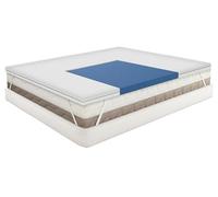 NARCISO Topper Memory Foam 160 x 190, Topper pour lit double fabriqué en Italie, plaque de support de 5 cm de haut, dotée de solides élastiques aux coins pour fixation anti-mouvement, revêtement