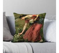 Narcisse John William Waterhouse Taie d'oreiller Polyester Lin Velours Imprimé Décoratif Housse de Coussin Voiture