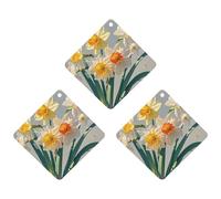 Narcisse Lot de 3 désodorisants pour voiture, maison, bureau, style blanc à suspendre en forme de losange