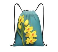 Narcisse Titre : sac de sport léger avec cordon de serrage, sac de sport pliable et résistant à l'eau, avec bandoulière réglable, idéal pour le sport, le yoga, les voyages et l'école, Noir , S