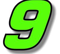 NARDEDP Autocollant de voiture numéro vert avec bordure noire, numéro de course à faire soi-même 0-1-2-3-4-5-6-7-8-9