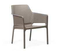 NARDI set de 4 chaises avec accoudoirs pour extérieur NET RELAX (Gris tourterelle - Polypropylène PRV)