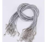 NARENDRA 10pcs / lot 1.5 2 mm Chaînes en Cuir Faites à la Main Colliers en Corde tressée réglable Pendentif Charms Résultats Fermoir à Homard Cordon-Gris, 2mm x 60cm