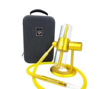 Narguilé portable - Chicha à gravité 360° en verre et aluminium - narguilé avec mallette pour fumer l'herbe (jaune)