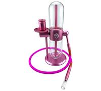 Narguilé portable - Chicha à gravité 360° en verre et aluminium - narguilé avec mallette pour herbe (rose)
