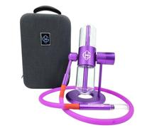 Narguilé portable - Chicha à gravité 360° en verre et aluminium - narguilé avec mallette pour herbe (violet)