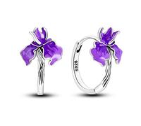 NARMO Boucles d'oreilles Femme en argent 925 Hoop boucles d'oreilles iris violet