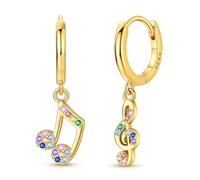 NARMO boucles d'oreilles pour femmes 925 argent sterling plaqué or boucles d'oreilles note musicale