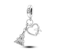 NARMO Bracelet Charm en Argent Sterling 925 avec Pendentif Hamsa Main Evli Yeux pour Pandora Bracelets, Argent, Zircone cubique