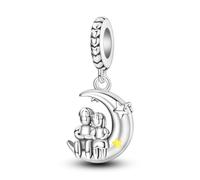 NARMO Bracelet charme 925 Sterling Silver Floating Moon charme couple charme femme fille