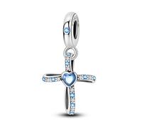 NARMO Charme de Pandora bracelet en argent sterling 925 CROIX BLEUE pendentif charme pour les femmes de Pandora bracelet