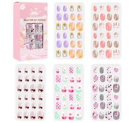 Naroote 120 Pièces de Faux Ongles Mignons, Pointes d'Ongles à Couverture Complète avec Retrait Facile, Cadeau de Nail Art à Faire Soi-même, Ensemble d'Ongles à Motifs Variés, Idéal pour les