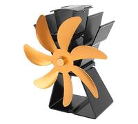 Naroote 7 Lames Ventilateur de Chaleur, Opération Silencieuse Eco Amicale 7 Lames Ventilateur de Cheminée en Aluminium Alliage Compact Vertical pour le Camping (GOLD)