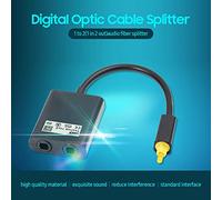 Naroote Adaptateur Audio Noir de Haute qualité, Interface 1 à 2, Séparateur de Câble Optique Numérique pour un Timbre Clair, Parfait pour le Cinéma Maison, 1 Pièce