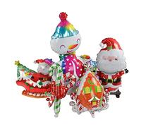 Naroote Ballons de Noël en Aluminium Kit de Ballons de Noël Colorés pour Décorations de Fête de pour Enfants Père Bonhomme de Neige Ensemble de Maison de Bonbons