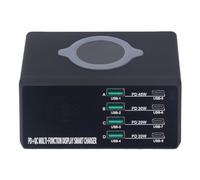 Naroote Base de Charge Rapide, Affichage Numérique LED Bonne compatibilité 8 Chargeur sans Fil de Port 100-240V DC 5V Sortie USB Sortie élevée pour Le Bureau de l'hôtel Home (Prise UE)