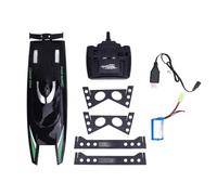 Naroote Bateau Télécommandé pour Enfants et Adultes, Bateau à Moteur Télécommandé Haute Vitesse 2,4 G avec Fonction Rechargeable, pour Jouer dans l'eau, pour Lacs et Piscines (Black)